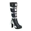 4 Inch Womens Knee High Boots Futuristic Gothic Boots Zipper Buckles Chunky Heel