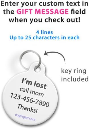 Dog Tag Art Little Monster Personalized Pet ID Tag for Dogs and Cats, Silent Nametag - Small .875" Diameter