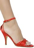 Dressy Formal Elegant Classy Strappy Satin Sling-Back from Hot Fash Shoes - CHAP Red