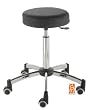 Arbeitshocker, Arzthocker, Drehhocker, Rollhocker Modell steel, Hubbereich ca. 52 -71 cm, Rollen mit weicher Radbandage, Polsterdekor: plata schwarz