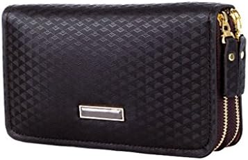 Zip Pocket Men's Wristlet Card Holder Wallet Accordion Leather Clutch Bag