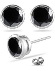0.92-1.12 Cts of 4.5 mm AA Round Black Diamond Stud Earrings in 18K White Gold
