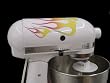 Classic 21 Flame Decal Cover Kit red, orange, and yellow with blue trim, designed to fit all KitchenAid stand mixers, including Artisan, Ultra Power, 4, 5, 6 qt quart mixers, without accessory interference. ELIGIBLE FOR FREE SUPER SAVER SHIPPING ON ORDERS OVER $25