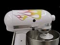 Classic 21 Flame Decal Cover Kit red, orange, and yellow with blue trim, designed to fit all KitchenAid stand mixers, including Artisan, Ultra Power, 4, 5, 6 qt quart mixers, without accessory interference. ELIGIBLE FOR FREE SUPER SAVER SHIPPING ON ORDERS OVER $25
