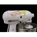 Classic 21 Flame Decal Cover Kit red, orange, and yellow with blue trim, designed to fit all KitchenAid stand mixers, including Artisan, Ultra Power, 4, 5, 6 qt quart mixers, without accessory interference.