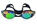 Ipow Anti-fog Mirrored Silicone seal watertight Swim Swimming Goggles/mask with Uv Protection Plating Glasses + Premium Goggles Case (Black)