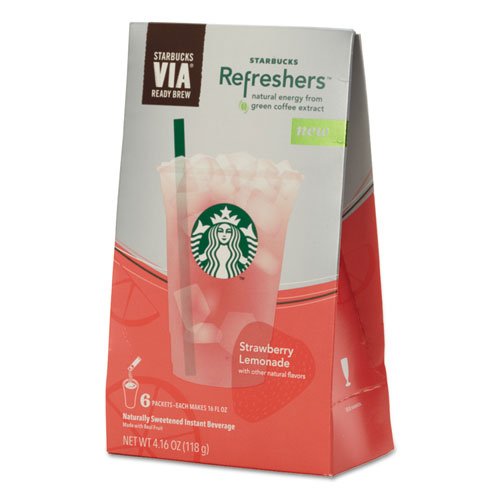 Starbucks VIA Refreshers, Strawberry Lemonade, 4.16 oz Pack, 6/Box