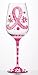 Handpainted Wine Glass, Pink Ribbon Floral