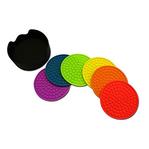 Premium Silicone Coasters by Feed the Need Kitchen, Multicolor, Durable, Non-Slip (6, Rainbow) Premium Silicone Coasters by Feed the Need Kitchen, Multicolor, Durable, Non-Slip (6, Rainbow)