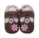 Brown/Pink T Bar Infant Slip On Shoe (0-6 Months)