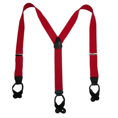 CTM® Mens Elastic Button End Dress Suspenders (Tall Available)