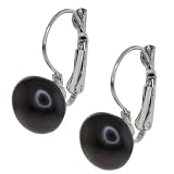 10mm Black Color Shell Pearl Earrings With Lever Back