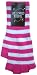 PINK AND WHITE STRIPED FINGERLESS KNIT GLOVES