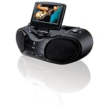 GPX BT780B Portable DVD/CD/AM/FM Radio Boombox with 7-Inch LCD Display, Remote Control, TV Tuner, SD Card Reader and Mic Inputs ~ GPX