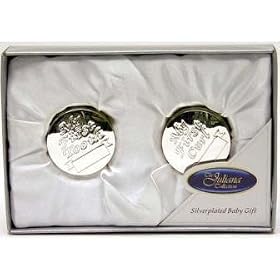 Pair Of Silverplated First Tooth & First Curl Baby Gift