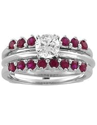 Ann Harrington Jewelry 14k White Gold Genuine Ruby Ring Guard