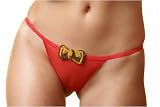Verdissima High Seduction Sheer Mesh Jazz Thong with Detachable Sequined Gold Bowtie