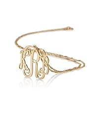 14k Gold Monogram Necklace Personalized Name Necklace Initial Necklace