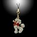 Rhinestone Poodle Phone Charm with Red Bow