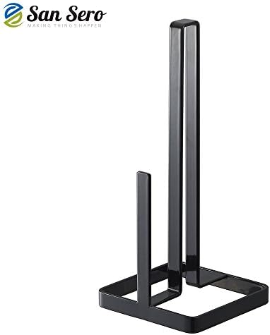 Metal Paper Towel Holder [Vertical] - Black Solid Square Base - Kitchen Towel Holder - 11 Inches High - Suitable for 1.5" Diameter Kitchen Rolls Only