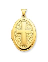 Gold-plated Sterling Silver Oval Cross Locket