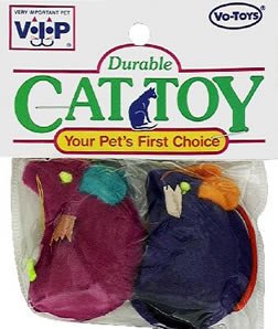 Vo-Toys Twin Velvet Standing Mice 2 pack Cat Toy