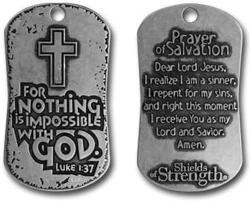 Luke 1:37 Biblical Verse Dog Tag Necklace