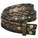 BROWN RIVETED SCALLOP ETCH REMOVABLE BUCKLE BELT - XL