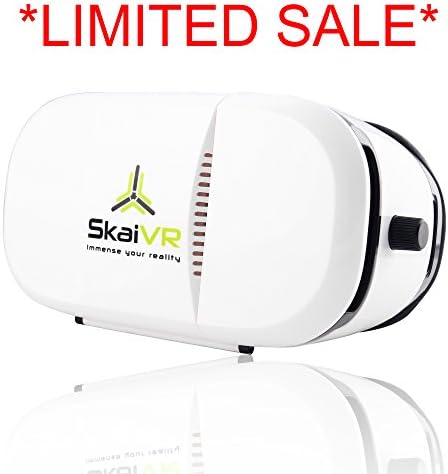 SkaiVR - 3D Virtual Reality Glasses - Immense Your Reality - VR Headset For Mobile Games and Movies - Adjustable Lens - Supported Phone Sizes: 4-6 inches - iPhone, Galaxy, LG, Samsung