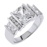 Image of Bridal jewelry sterling silver cz diamond engagement ring