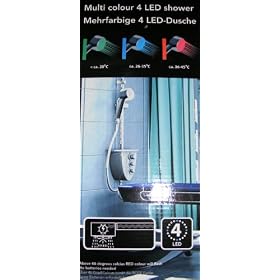 Pommeau de douche � �clairage LED BLEU, ROUGE, VERT