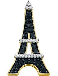 0.34ctw Black & White Round Diamond Eiffel Tower Pendant