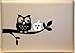 Macbook - Cute owl sitting on branch with apple face Macbook Symbol Keypad Iphone Apple Ipad Decal Skin Sticker Laptop