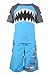 Fin Fun Boys Blue Shark Rash Guard and Board Short Swim Suit Set - Youth Medium