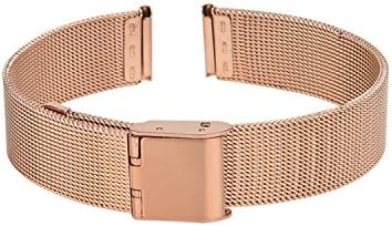Xuexy 14mm Pebble Time Round Milanese Wire Mesh Stainless Steel Watch Band Strap Replacement Bracelet, Rose Gold