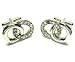 Silver Crystal Swarovski Double Circle Cufflinks w/Gift Box