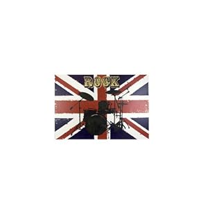 Cadre toile Rock avec le drapeau anglais Union Jack et une batterie