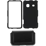 GTMax Black Rubberized Hard Cover Case + Black Horizontal Large Leather Cas ....