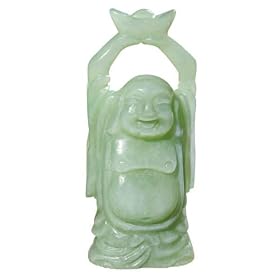 Hand-Carved Chinese Jade Buddha Prosperity Figurine