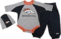 Denver Broncos Newborn Long Sleeve Creeper Pant and Skull Cap Set