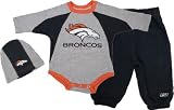 Denver Broncos Newborn Long Sleeve Creeper Pant and Skull Cap Set