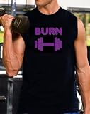 BURN Athletic Gym Workout Weight Lifter Sleeveless Shooter Mens T-shirt Tee Shirt