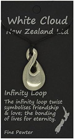 Handmade New Zealand Infinity Loop Pewter Pendant on Waxed Cord
