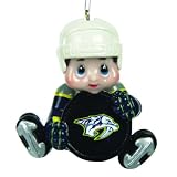 Pack of 2 NHL Nashville Predators Little Guy Hockey Player Christmas Ornaments
