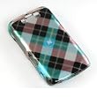 Premium Designer Hard Crystal Snap-on Case for the Blackberry Storm II 9550 (Verizon) - Cool Blue, Green Diamond Checkers Plaid Print