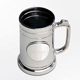 Personalized Barware - Contemporary & Classic Gunmetal Mug Beer Glass With Engraved Pewter Medallion