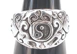 Filigree Yin Yang Silver Tone Pewter Ring