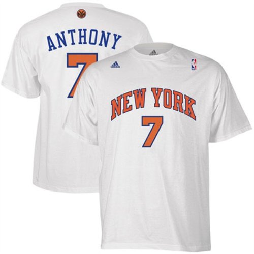 Carmelo Anthony New York Knicks Adidas White NBA Player T-Shirt
