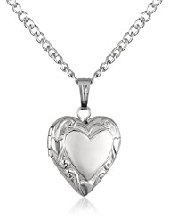 Sterling Silver Embossed Heart Locket Necklace, 18"