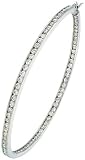 Sterling Silver Jeweled Hoop Post Earrings, w/ Cubic Zirconia stones, 2 9/16 (65mm)
